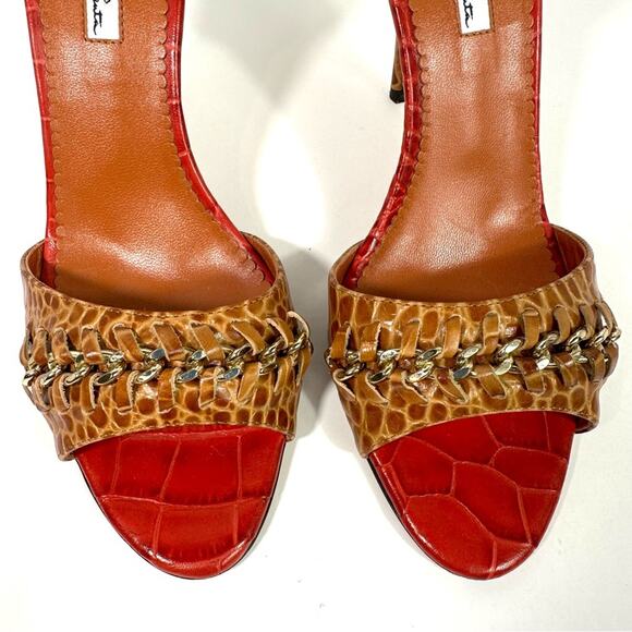 Oscar de la Renta Red and Brown Heels - Picture 5 of 14